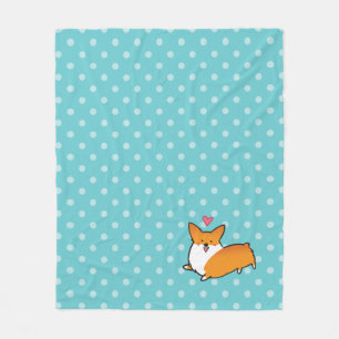 Polka Dot Happy Corgi Blanket Fleece Deken