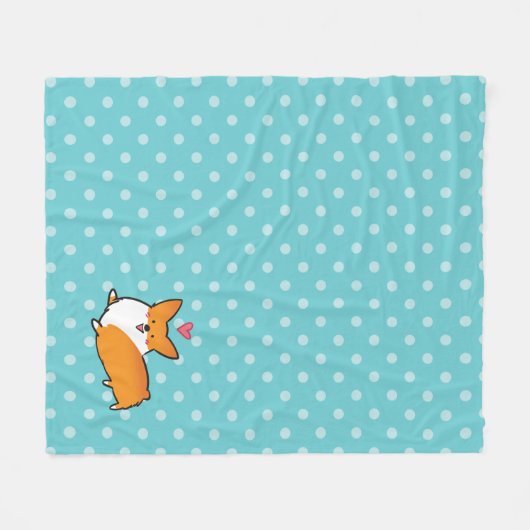 Polka Dot Happy Corgi Blanket Fleece Deken (Voorkant (Horizontaal))