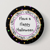 Polka Dot Happy Halloween Black Button (Voorkant)