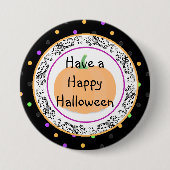 Polka Dot Happy Halloween Black Button (Voorkant)
