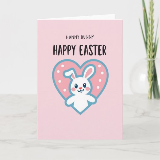 Polka Dot Heart Bunny Card Kaart (Voorkant)