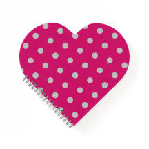 Polka Dot Heart Notitieboek (Hot Pink & Grey)