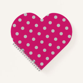 Polka Dot Heart Notitieboek (Hot Pink & Grey)