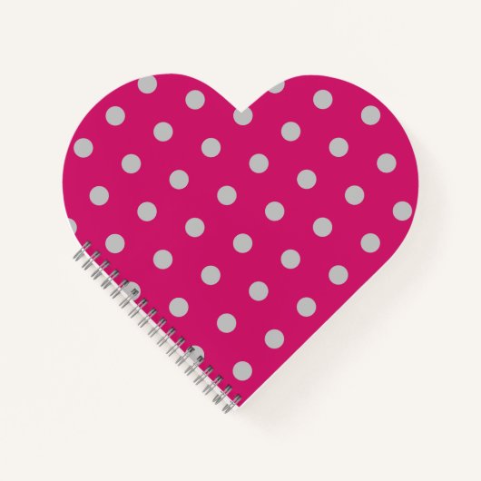 Polka Dot Heart Notitieboek (Hot Pink & Grey) (Voorkant)