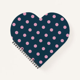 Polka Dot Heart Notitieboek (Midnight Blue & Pink)