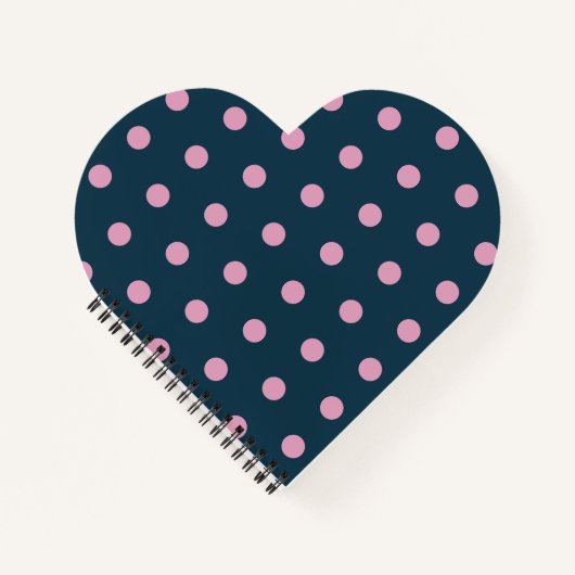 Polka Dot Heart Notitieboek (Midnight Blue & Pink) (Voorkant)