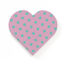 Polka Dot Heart Notitieboek (Roze & Aqua)