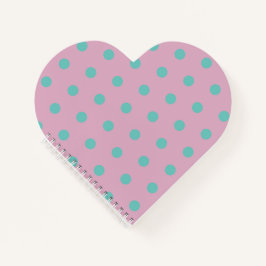 Polka Dot Heart Notitieboek (Roze & Aqua)