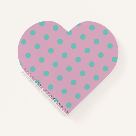 Polka Dot Heart Notitieboek (Roze & Aqua) (Voorkant)