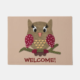 Polka Dot Heart Owl Welkom Deurmat