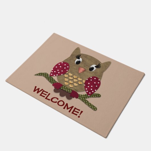 Polka Dot Heart Owl Welkom Deurmat (Schuin)