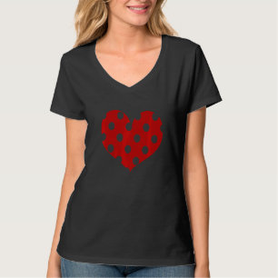 Polka Dot Heart Plain Color Cherry Red T-shirt