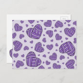 Polka Dot Heart Shaped Balls of Yarn (Paarse #2) Briefkaart (Voorkant / Achterkant)