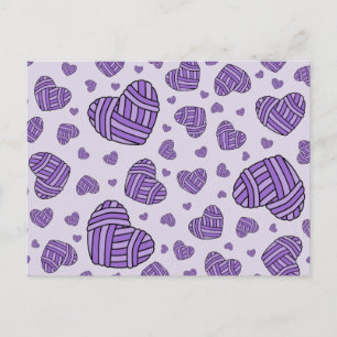 Polka Dot Heart Shaped Balls of Yarn (Paarse #2) Briefkaart