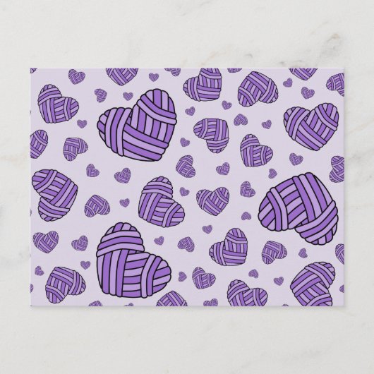Polka Dot Heart Shaped Balls of Yarn (Paarse #2) Briefkaart (Voorkant)