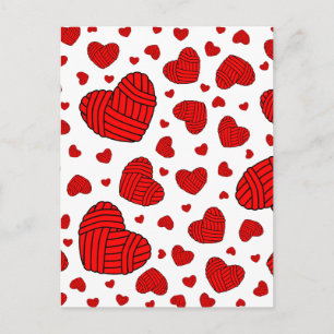 Polka Dot Heart Shaped Balls of Yarn (rood) Briefkaart