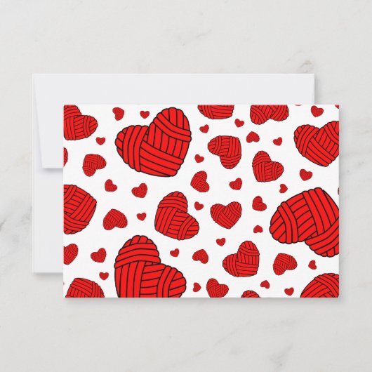 Polka Dot Heart Shaped Balls of Yarn (rood) Kaart (Voorkant)