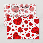 Polka Dot Heart Shaped Balls of Yarn (rood) Kaart (Voorkant / Achterkant)