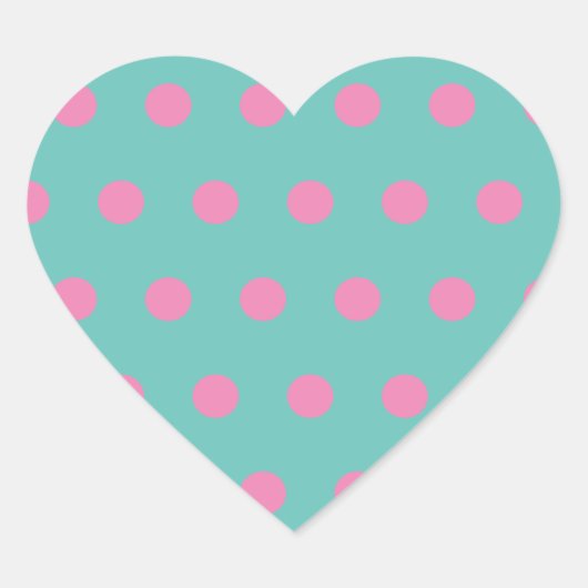 Polka Dot Heart Stickers (Aqua & Roze) (Voorkant)