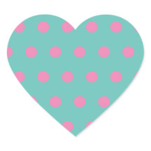 Polka Dot Heart Stickers (Aqua & Roze)