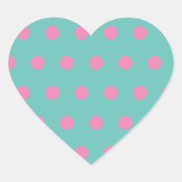 Polka Dot Heart Stickers (Aqua & Roze)