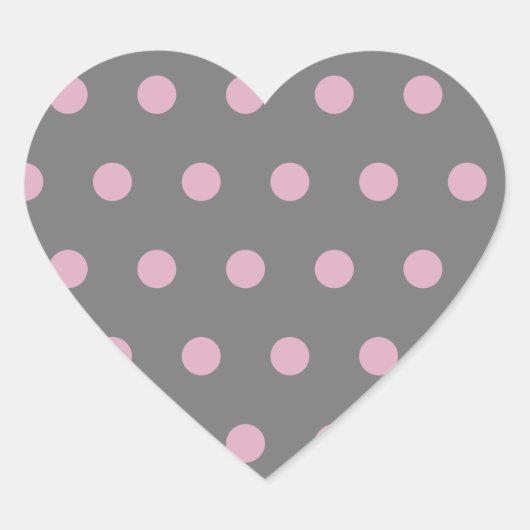 Polka Dot Heart Stickers (donkergrijs & zacht roze (Voorkant)