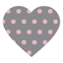Polka Dot Heart Stickers (donkergrijs & zacht roze