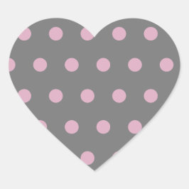 Polka Dot Heart Stickers (donkergrijs & zacht roze
