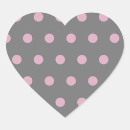Polka Dot Heart Stickers (donkergrijs & zacht roze