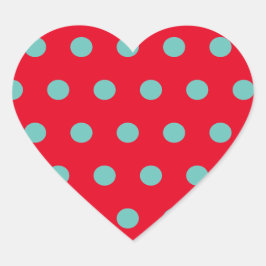 Polka Dot Heart Stickers (Rood & Aqua)