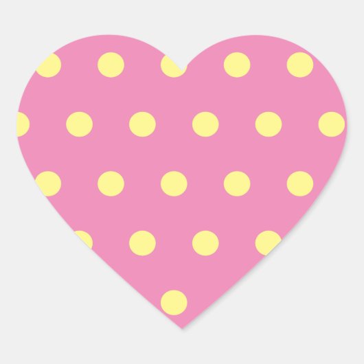 Polka Dot Heart Stickers (roze & zacht geel) (Voorkant)