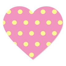 Polka Dot Heart Stickers (roze & zacht geel)