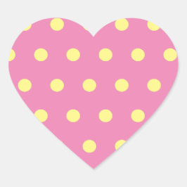 Polka Dot Heart Stickers (roze & zacht geel)