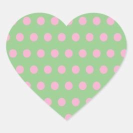 Polka Dot Heart Stickers (Sage Green & Pastel Pink
