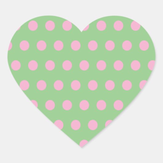 Polka Dot Heart Stickers (Sage Green & Pastel Pink (Voorkant)