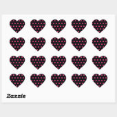 Polka Dot Heart Stickers (Zwart & Neon Roze) (Vel)