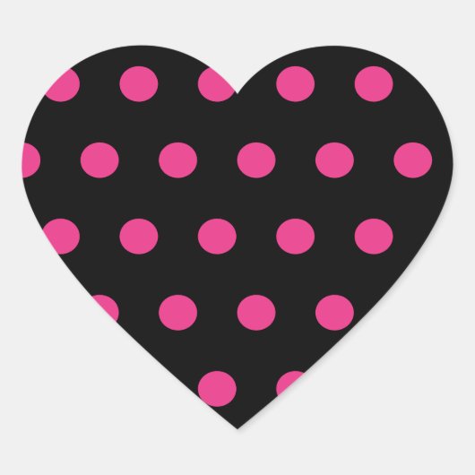 Polka Dot Heart Stickers (Zwart & Neon Roze) (Voorkant)