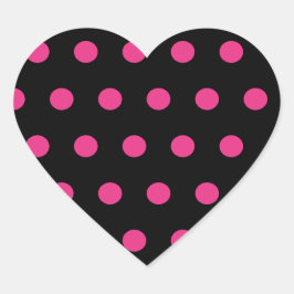 Polka Dot Heart Stickers (Zwart & Neon Roze)