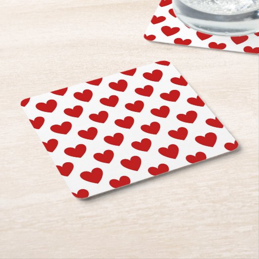 Polka Dot Hearts Kartonnen Onderzetters (Schuin)