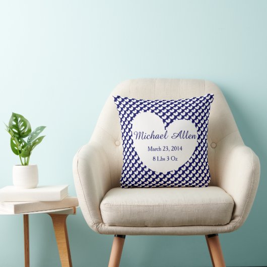 Polka Dot Hearts Personaliseer de info van de Baby Kussen (Stoel)