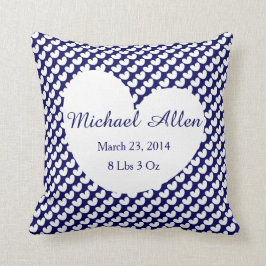 Polka Dot Hearts Personaliseer de info van de Baby Kussen