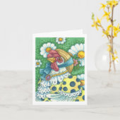 POLKA DOT HEN, CHICKEN PORTRAIT NOTE KAART leeg (Gele Bloem)