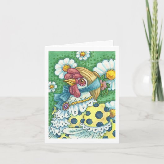 POLKA DOT HEN, CHICKEN PORTRAIT NOTE KAART leeg (Voorkant)