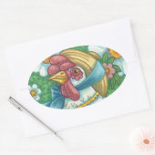 POLKA DOT HEN, CHICKEN STICKERS Oval, blad (Envelop)