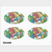 POLKA DOT HEN, CHICKEN STICKERS Oval, blad (Vel)