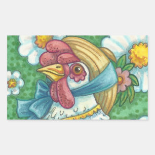 POLKA DOT HEN, CHICKEN STICKERS Rechthoek, blad