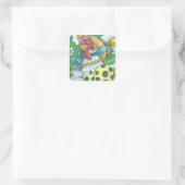 POLKA DOT HEN, STICKER-vierkant, blad Vierkante Sticker (Tas)