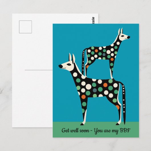 Polka Dot Herten bff snel beter worden Briefkaart (Voorkant / Achterkant)