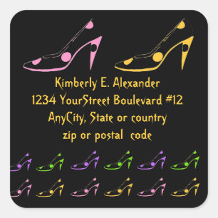 Polka Dot High Heel retouradres Vierkante Sticker