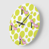 Polka Dot High Hielroze & Green Shoes Clock Grote Klok (Hoek)